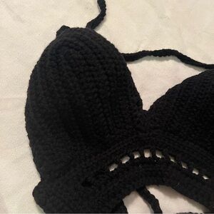 Black crochet halter top